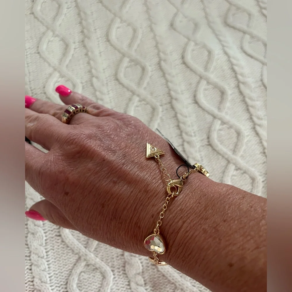 GUESS SET of Gold and Pink Heart Earrings with Matching Bracelet great gift! - Picture 13 of 15